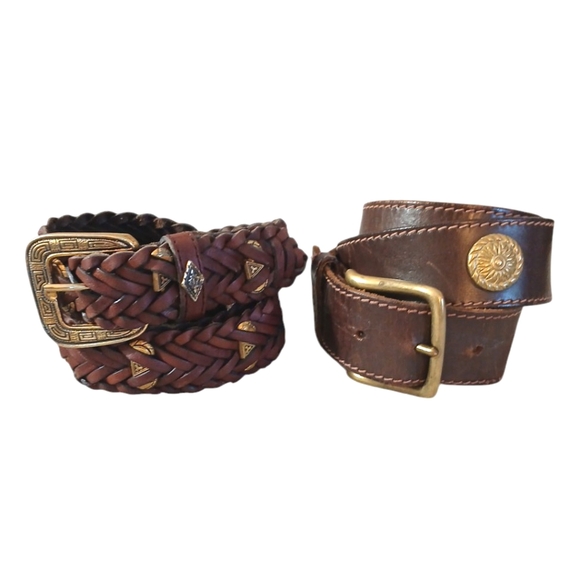 Two Genuine Leather Brown Western Belts Women's size M-L 31-35 in waist - Picture 11 of 11